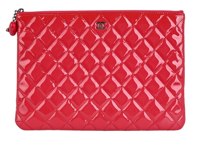 Chanel Medium O Case, £575, Accessories, Pink, Patent Leather, Front view